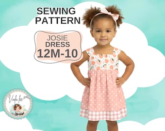 Patrón de costura para vestido de niña, delantal opcional de estilo vintage. (Tallas 12-10) (Descarga instantánea en PDF) Josie