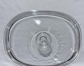 Vintage Pyrex DC 1.5 C Clear Glass 11" x 8.75" Oval Casserole Dish Lid Cover 22