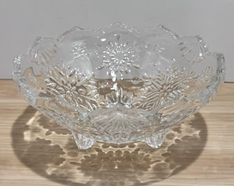 ヴィンテージ ミカサ クリスタル スノーフレーク 3本脚 キャンディボウル スカラップリム クリスマス