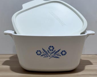 Blue Cornflower Corning Ware 1 3/4 Qt P-1 3/4-B Casserole Plastic A-1-PC Lid