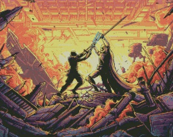 Star Wars The Last Jedi Phasma & Fin Fight Poster Cross Stitch Pattern