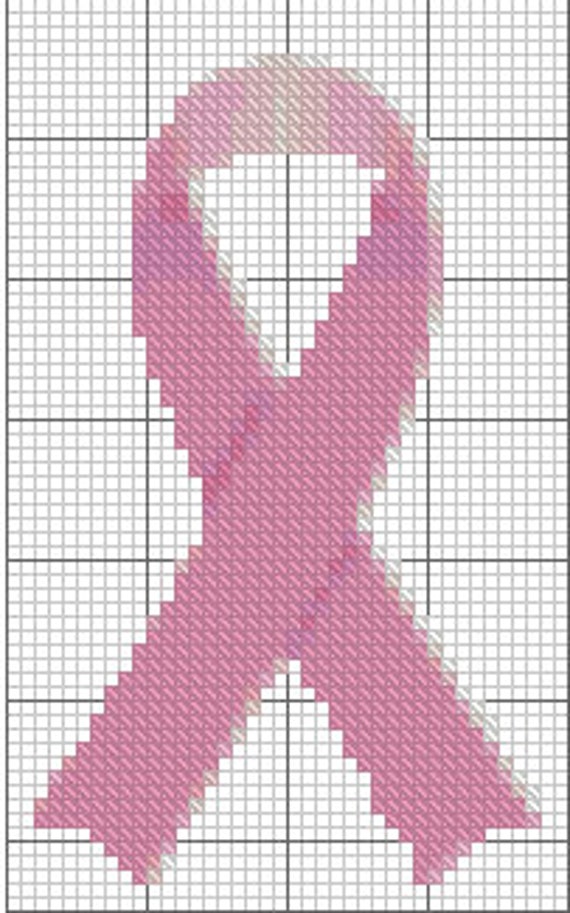 Breast Cancer Ribbon Cross Stitch Pattern Cancer Fundraiser Etsy
