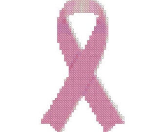 Patrón de punto de cruz con lazo contra el cáncer de mama: recaudación de fondos contra el cáncer y patrón fácil