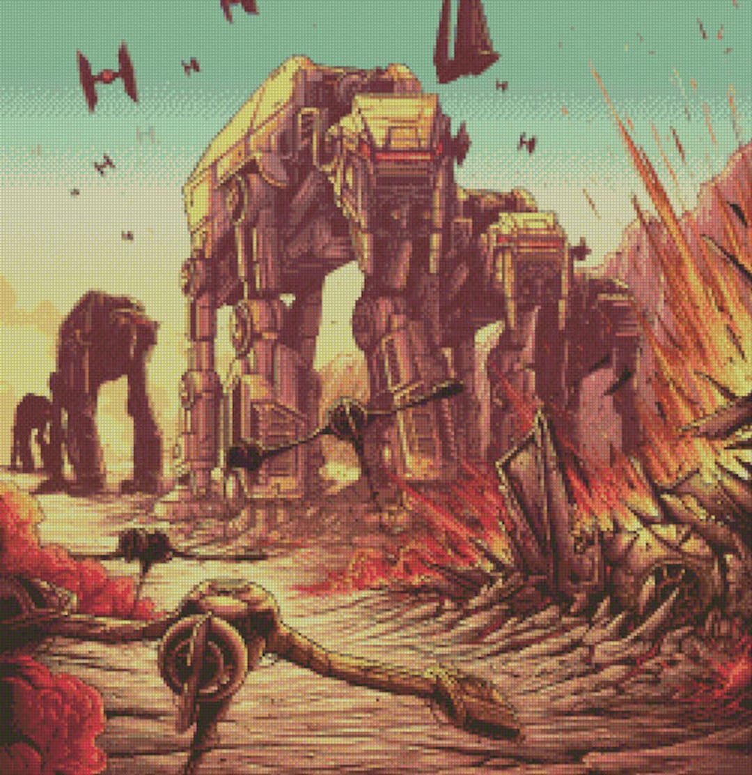 CRASTY ARTWORK 原画 Star Wars the Last Jedi Battle of Crait Poster Cross Stitch