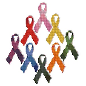 Cancer Ribbons Cross Stitch Pattern - Cancer Fundraiser & Easy Pattern
