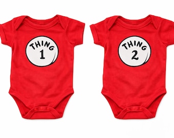 Thing 1 & Thing 2 Twin Baby Bodysuits – Dr. Seuss Inspired Cotton Outfits