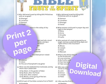 Fruit of the Spirit Bible Trivia Printable,Christian Education Game,Bible Study Fun,Sunday School Church Game,Bible Camp Activities