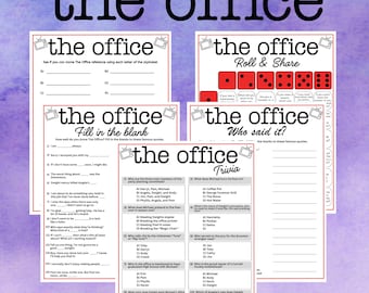 The Office Trivia 5 Game Bundle, TV Sitcom Party Printable, Television Quiz, TV Show, Family Game Night, Sitcom Quiz, Digital Download