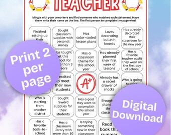 Teacher Find Someone Who... BINGO Printable,Classroom Party,Teacher Appreciation Fun,First Day of School,Back to School Game