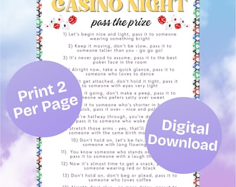 Casino Themed Pass the Prize Game - Perfect Vegas Party Activity, PDF Printable for a Gambling Party,Instant Download