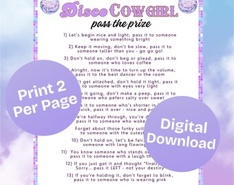 Disco Cowgirl Pass The Prize Game,Birthday,Boots,Icebreaker,Bachelorette,Printable,Girls Night,Western Theme,Last Rodeo,Digital Download