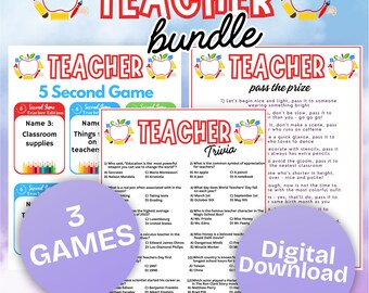 Teacher Bundle Printable Games,Staff Rooms,Teacher Appreciation Fun,Staff Meetings,End of Year Activity,Back to School Game,Instant Download