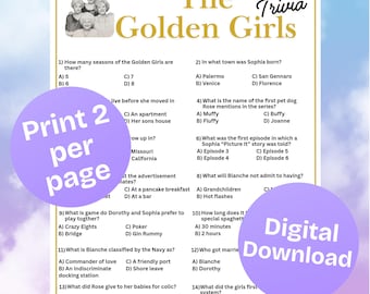 Golden Girls Trivia Printable,Fan Trivia Night,Retro-Themed Party,Birthday,Anniversaries,TV Show Quiz,Instant Download