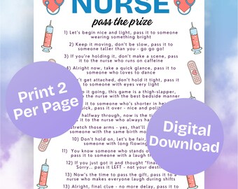 Nurse Pass The Prize Game | Nursing Party Game Printable | Nurse Graduation Party | Medical Theme Game | Nurse Appreciation Week | Download