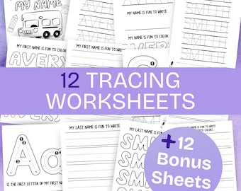 Personalized Name Tracing Worksheet for Kids - Custom Printable, Easy Handwriting Practice Sheet
