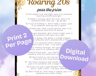 Roaring 20s Pass The Prize Game - Printable Speakeasy Fun for Flapper and Gatsby Parties, Black & Gold PDF, Printable Game, Instant Download