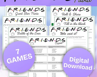 Friends Trivia Game Printabe Bundle,7 Exciting Games for Fans,Party Fun,TV Sitcom Party Printable,Family Game Night, Instan Digital Download