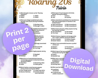 Roaring 20s Trivia Game - Printable Speakeasy Fun for Flapper and Gatsby Parties, Black & Gold PDF, Printable Game, Instant Download