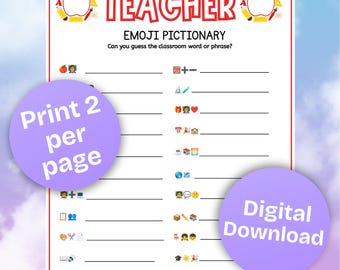 Teacher Emoji Pictionary Printable Game,Classroom Party,Teacher Appreciation Fun,First Day of School,Back to School Game