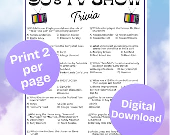 90s TV Show Trivia Printable with Answer Key,Retro Game Night,1990s TV Show,Vintage Show Game,Birthday,Anniversaries,Instant Download