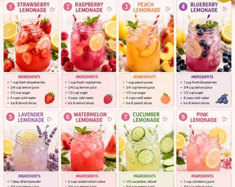 Refreshing Lemonade Recipes Printable Easy Summer Drinks & Party Beverage Guide