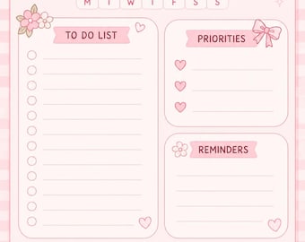 Pink To Do List Printable | Daily Planner PDF | Productivity Planner | Instant Download | A4 & US Letter