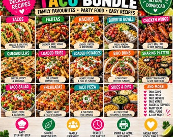 Taco Recipe Bundle | 30+ Taco, Nacho, Fajita & Burrito Recipes | Printable PDF