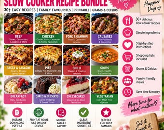 Ultimate Slow Cooker Recipes UK | 30+ Easy Dump & Go Meals | Family Dinner Ideas | Printable Recipe Bundle | Grams  Celsius