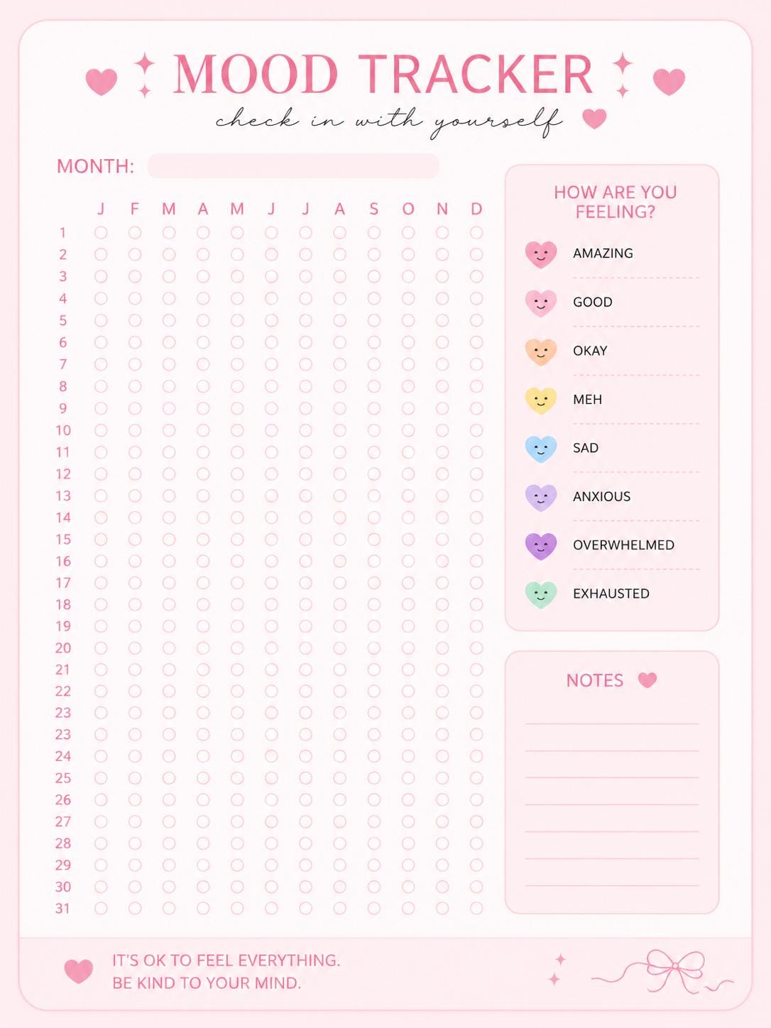 Pink Self Care Planner Printable Habit Tracker, Morning Routine ...