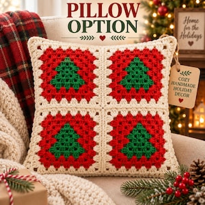 Christmas Tree Granny Square Crochet Pattern | Holiday Blanket PDF | Beginner Festive Winter Decor & Pillow Motif | Instant Download