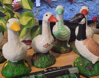Concrete Goose Figurine | Handmade Silly Goose Statue | Desk, Shelf, Office & Garden Decor