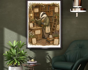 ILUSTRAÇÃO ANTIGA EM AQUARELA de um texugo