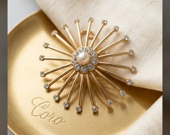 Vintage Signed Coro Gold Tone Starburst Sputnik Brooch Pendant – Mid-Century Modern