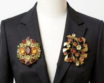 Refined Honey Amber Statement Brooches Maple and Mood Collection