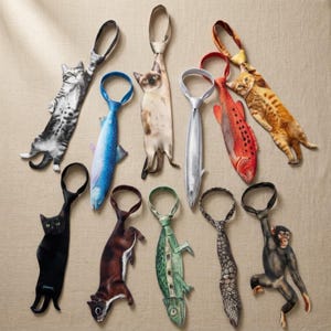 Dierenstrikjes stropdas in stijl, leuke en unieke dierenstropdas, kat vis nieuwigheid stropdas, grappige statement stropdas cadeau voor dierenliefhebbers