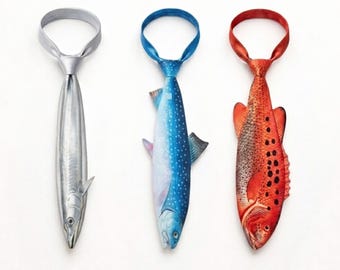 Visstropdas voor mannen, grappige vissersstropdas, unieke stropdas oceaandier, cadeau voor visser, cadeau vissenliefhebber, stropdas nieuwigheidsverklaring