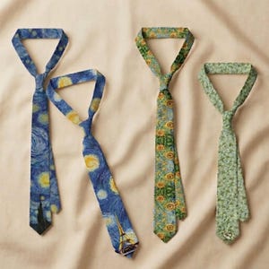Van Gogh-stropdas voor mannen, sterrennachtstropdas, stropdas beroemd schilderij, artistieke herenstropdas, cadeau voor hem, cadeau kunstliefhebber
