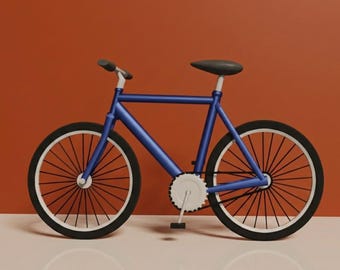 Metallic Blue City Bicycle 3D Model | Urban Fixie Bike BLEND OBJ | Commuter Bike Blender File | Cycling 3D Asset | Instant Download