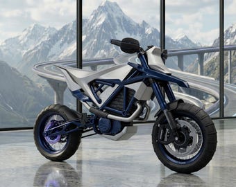 Futuristic Electric Dirt Bike 3D Model Bundle | Sci-Fi Off-Road Motorcycle STL Files | Cyberpunk Vehicle Digital Download