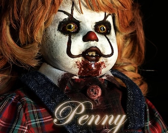 Penny - Haunted - 16-inch Pennywise-inspired Horror Doll (Hand Painted) (Haunted)