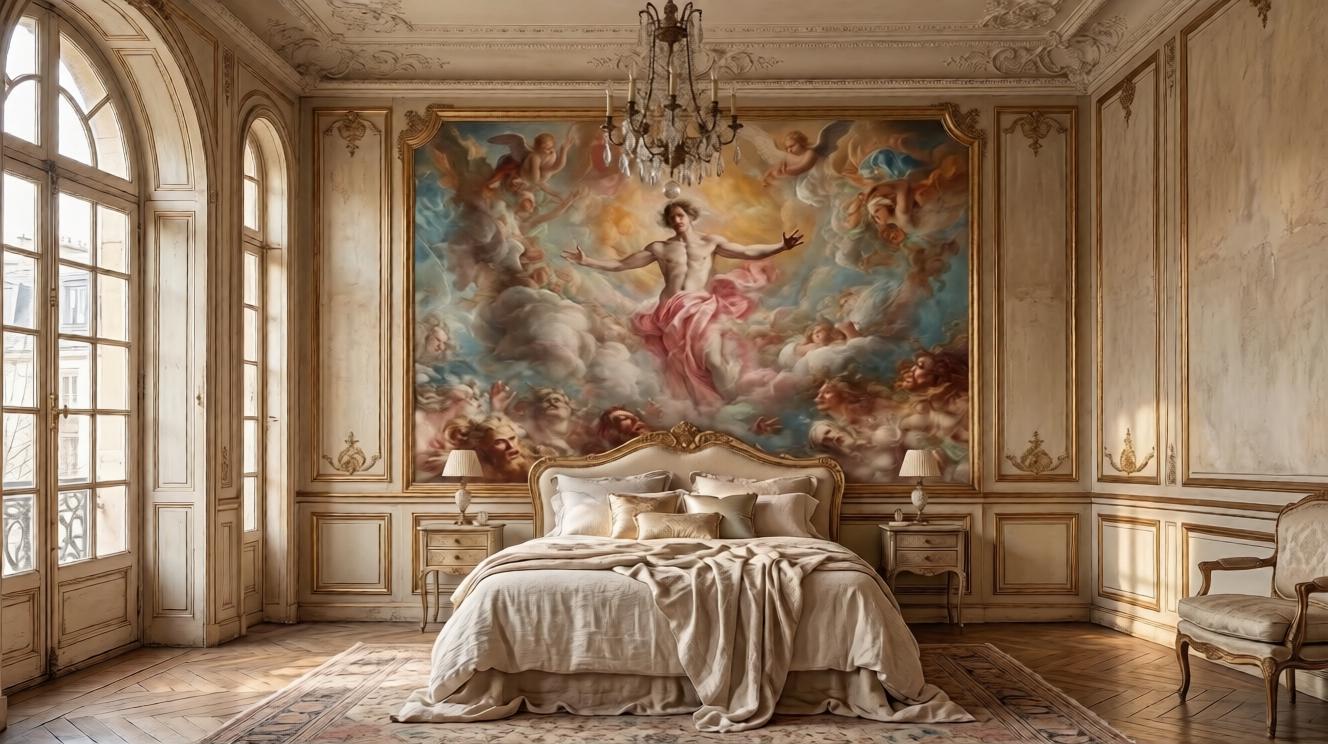 Baroque Renaissance Ceiling Mural: Rococo Angel Heaven Fresco Wallpaper ...