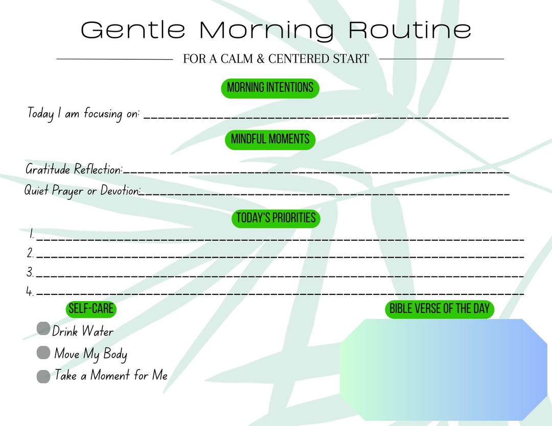 Gentle Morning Routine Planner for Moms (PDF Download) - Etsy