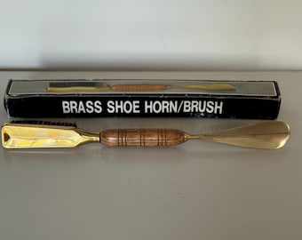 Vintage Brass Shoe Horn with Box