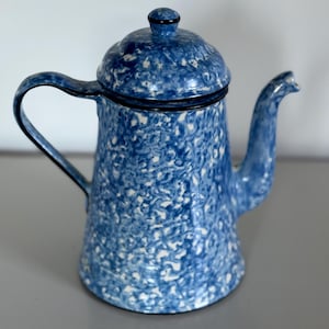 Stangl Pottery Town and Country Blue Spongeprint Coffee Pot
