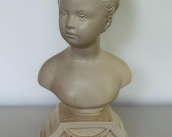 Vintage Chalkware Girl Bust Book End Figurine by Alexander Backer Company ABCO