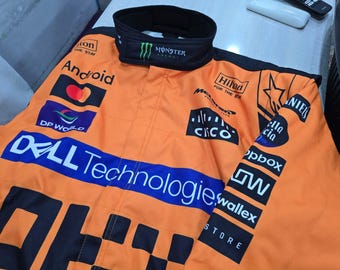 Traje de carreras personalizado estilo Lando Norris, disfraz de carreras para Halloween, envío gratis, traje de kart de primera calidad.