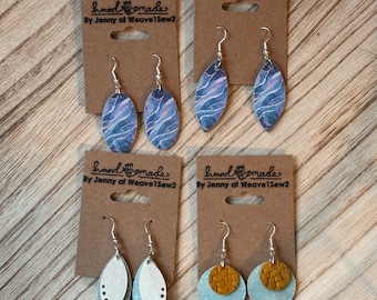 Leather Earrings - Blues