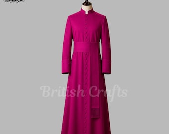 Fuchsia bisschop soutane gewaad, aangepaste priester soutane, handgemaakte geestelijken gewaad, kleding katholieke kerk, religieuze gewaad mannen