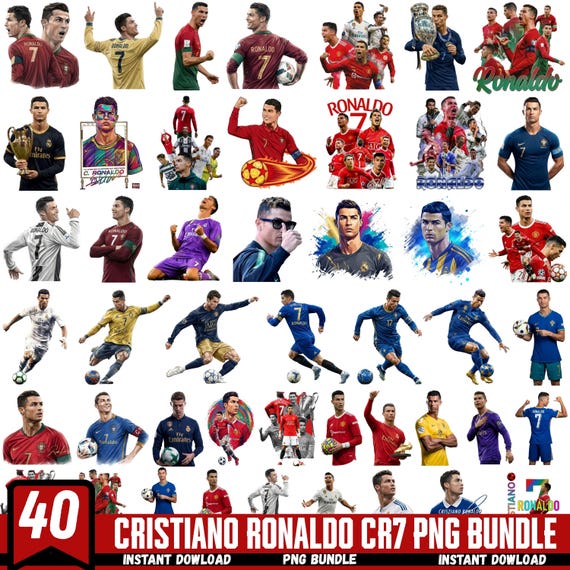 Cristiano Ronaldo Png bundle, Cristiano Ronaldo CR7 Clipart, Cristiano Ronaldo Portugal Real Madrid, Football Shirt Png, Soccer Png, Cricut