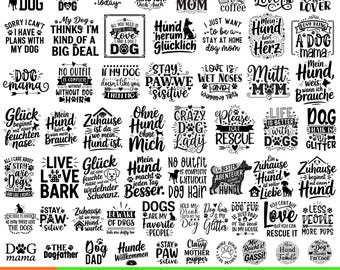 Dog Lover SVG Bundle | Funny Dog Quotes Svg | English & German Dog Sayings | Dog Mom SVG PNG | Pet Lover Sublimation Design